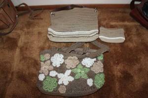 lot 46 image: Studio Works Set of 3 Crochet Handbags with Flower Designs