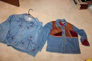 lot 56 image: Set of 2 Studio Works Denim Jackets with Embroidery and Velvet Accents