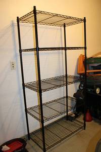 lot 70 image: Large Black Metal Wire Shelving Unit with 5 Adjustable Shelves