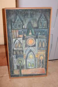 lot 91 image: Framed Abstract Cathedral Painting