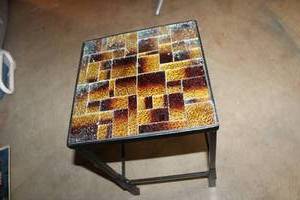 lot 122 image: Decorative Mosaic Side Table with Metal Frame