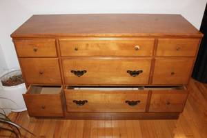 lot 126 image: Wooden 9-Drawer Dresser with Brass Handles