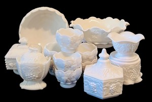 lot 40 image: Large Variety of Vintage Westmorland Milk Glass Pieces
