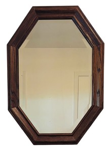 lot 33 image: Vintage Octagon Shaped Wooden Wall Mirror