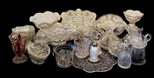 lot 103 image: Large Collection of Crystal Items including Bowls, Parfait Glasses, Covered Dishes and More