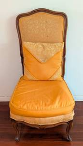 lot 90 image: High Back Orange Upholstered Side Chair