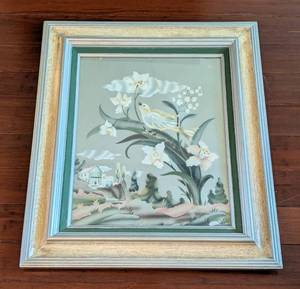 lot 95 image: Framed Floral and Birds Print