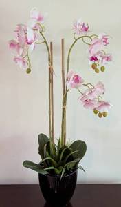 lot 119 image: Large Faux Potted Orchid Plant