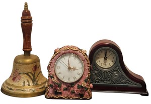 lot 147 image: Two Vintage Clocks and a Vintage Bell