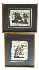 lot 137 image: Pair of Vintage Egyptian Prints on Papyrus