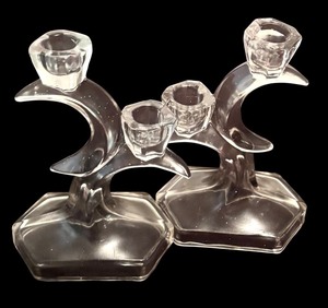 lot 133 image: Crystal Candle Holder, Duiske, Irish Crystal, Double Light, Lead Crystal