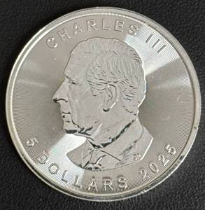 lot 80 image: 2025 Canadian Maple Leaf Silver Coin, 1 oz, $5 Face Value