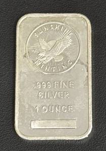 lot 87 image: Sunshine Minting 1 Troy Ounce .999 Fine Silver Bar