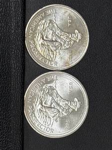 lot 102 image: 1982 and 1983 Engelhard American Prospector 1 Oz Silver Rounds