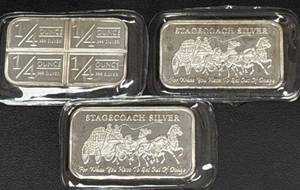 lot 108 image: Stagecoach Silver .999 Silver Bars, Fractional and Standard Sizes