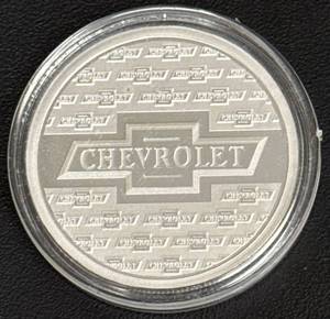 lot 126 image: 1 oz .999 Fine Silver Chevrolet Logo Round