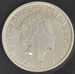 lot 127 image: 2023 Britannia 1 oz Silver 2 Coin Featuring Queen Elizabeth II