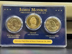 lot 47 image: James Monroe Presidential Coin Set 2008  First Day of Issue