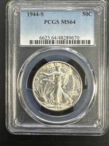 lot 48 image: 1944-S Walking Liberty Half Dollar PCGS MS64