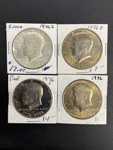lot 53 image: 1976 Kennedy Half Dollars Bicentennial Set with Silver and Proof