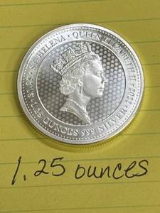 lot 136 image: 2022 St. Helena Queen Elizabeth II 1.25 Ounce Silver Coin