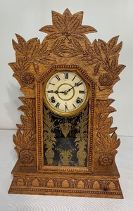 lot 24 image: Antique Laurel No. 3 Gingerbread Clock by Gilbert Clock Company