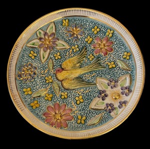 lot 23 image: Henri Bequet Quaregnon Belgium Majolica Collector Plate