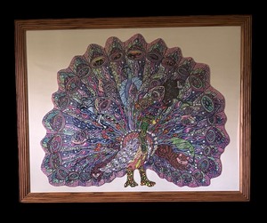 lot 99 image: Fantastic Framed Proud Peacock Puzzle