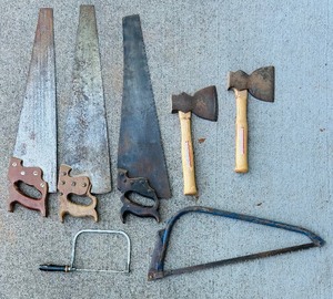lot 173 image: Vintage Saws and Hatchets