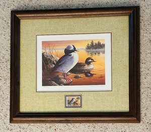 lot 130 image: Robert Hautman Minnesota Buffalo Heads Duck Stamp Print, Numbered  Signed