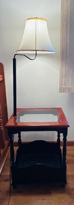 lot 42 image: Side Table with Attached 57 Tall Lamp