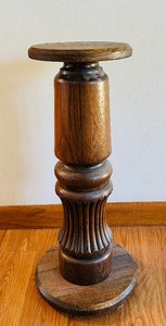 lot 44 image: Wood Pedestal Plant Stand  Vintage Wooden Pillar Stand