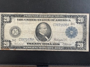 lot 6 image: 1914 Blue Seal $20 Dollar Federal Reserve Note