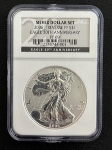 lot 9 image: 2006-P Silver Eagle Reverse Proof NGC PF69