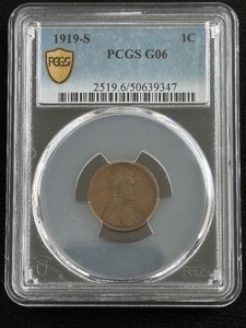 lot 11 image: 1919-S Lincoln Cent PCGS G06