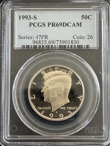 lot 18 image: 1993-S Kennedy Half Dollar Proof PCGS PR69 Deep Cameo