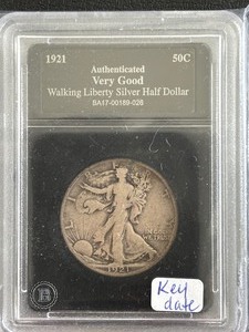lot 19 image: 1921-S Walking Liberty Half Dollar Key Date Only 548,000 Minted