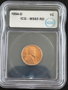 lot 25 image: 1954-D Lincoln Cent ICG MS65 Red