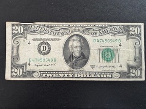 lot 55 image: 1950 C Green Seal $20 Dollar Federal Reserve Note
