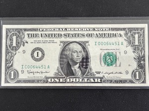 lot 154 image: 1963 Green Seal $1 Dollar Federal Reserve Note Triple Zeros Uncirculated