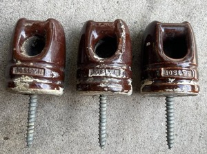 lot 28 image: Lot of Antique JOSLYN Brown Porcelain Ceramic Telephone Electric Wire Insulators