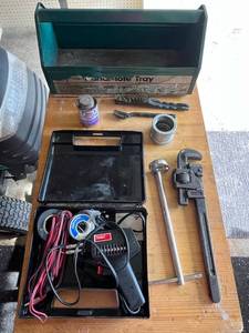 lot 42 image: Vintage TRIMO 14 Pipe Wrench, Weller 7200 Soldering Gun & More