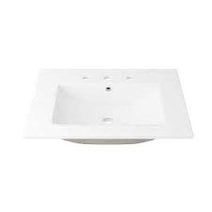 lot 15 image: Eridanus Tucson 24 in. W x 18 in. D Vitreous China Vanity Top in White with 3-Faucet Holes (8 in. Widespread)  Customer Returns See Pictures