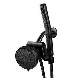 lot 30 image: Waterpik 12-Spray High Pressure 1.8 GPM 5 in. Wall Mount Dual Shower Head and Handheld Shower Head in Matte Black  Customer Returns See Pictures