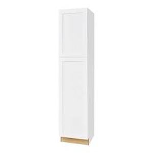 lot 48 image: Hampton Bay Avondale 18 in. W x 24 in. D x 84 in. H Ready to Assemble Plywood Shaker Pantry Kitchen Cabinet in Alpine White Customer Returns See Pictures
