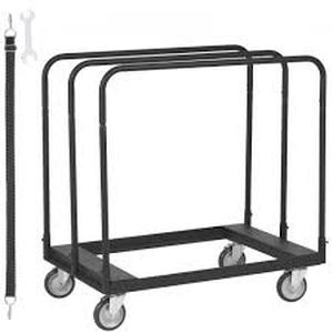 lot 52 image: VEVOR Heavy-Duty Drywall Sheet Cart 1500 lbs. Panel Dolly Cart with 36 in. x 24 in. Deck and 5 in. Swivel Wheels for Garage  Customer Returns See Pictures