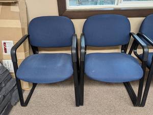 lot 29 image: MSRP $1,110 HON Solutions 4000 Series Guest Reception Chairs  Set of 2 in Navy Wide Cushions for Comfort & Support  Durable Steel Frame with Stain-Resistant Upholstery  Great For Waiting Rooms, Lounges, Offices  Excellent Condition