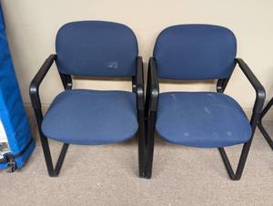lot 34 image: MSRP $1,110 HON Solutions 4000 Series Guest Reception Chairs  Set of 2 in Navy Wide Cushions for Comfort & Support  Durable Steel Frame with Stain-Resistant Upholstery  Great For Waiting Rooms, Lounges, Offices  Excellent Condition