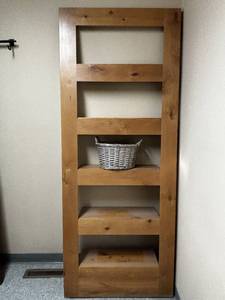 lot 46 image: One-of-a-Kind Custom Shelf  Crafted From a 5-Panel Door for a Rustic-Inspired Look Functional & Eye-Catching Piece That Adds Instant Personality to Any Space.