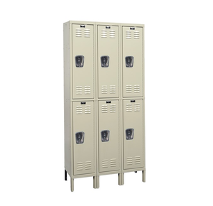 lot 66 image: MSRP $1500 Edsal Double Tier Lockers  79, 36 W x 18 D, Fully Assembled. Smooth Chrome-Plated Lift Latch, Heavy-Duty Steel Construction, and Ventilated Louvers. Ready to Use Good Condition - See Pics